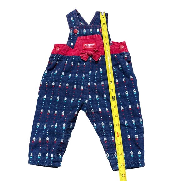 Vintage OshKosh BGosh Infant Girls Blue & Red Floral Corduroy Overalls - Picture 5 of 9